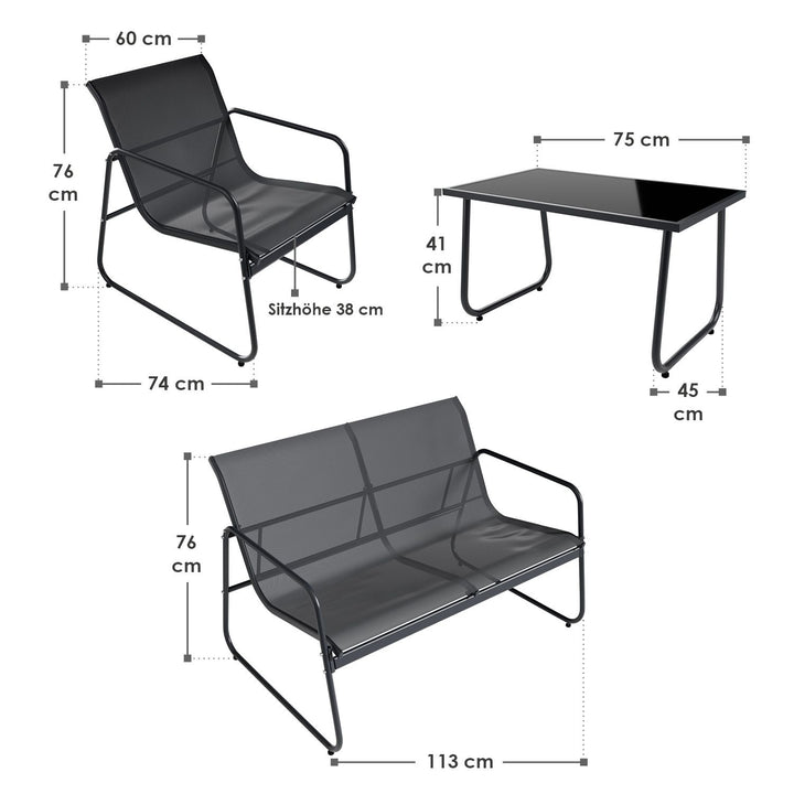 Jusky Set Garden Terrace Furniture - Sofa, 2 Armairs, Table