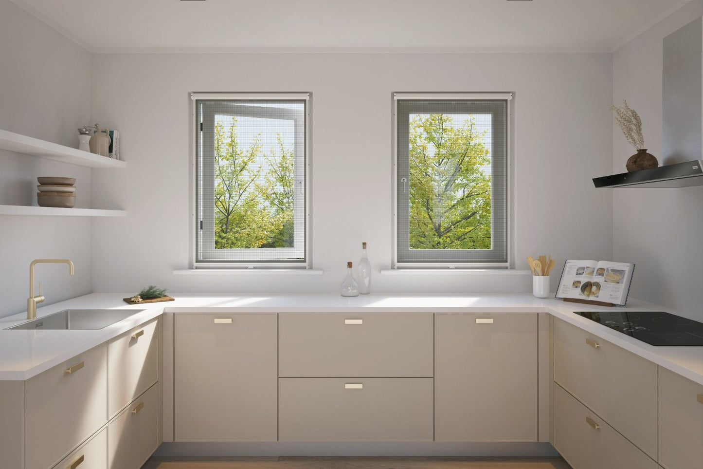 Bruynzeel Moustiquaire de fenêtre plissée S500 - raccourcissable - 63 x 155 cm - blanc