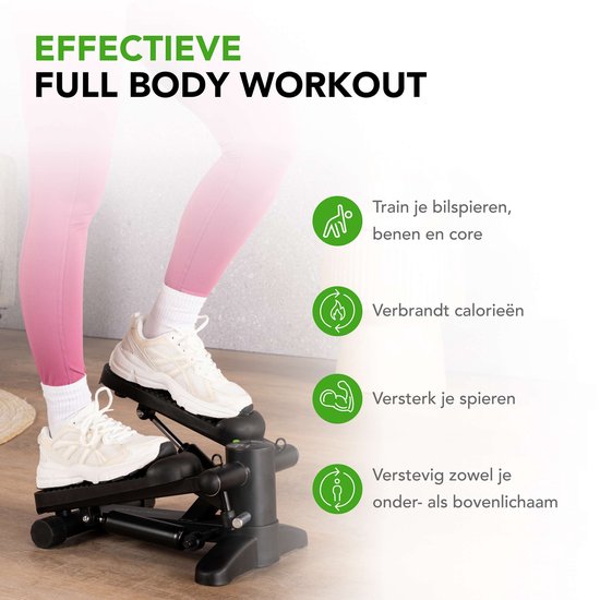 Tunturi Stepper - Stepper de fitness - Stepper - Step d'aérobic - Fitness - Avec écran et sangles de résistance - Noir