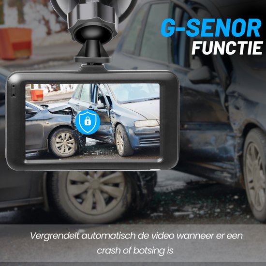 VERTREX Dashcam pour voiture 1080P Full HD - Avant et arrière - Caméras de bord - Vision nocturne - Capteur G - Objectif grand angle 170° - LCD 3.0" - Détection de mouvement - Enregistrement en boucle - Inclus une carte 32GBSD LCD - Détection de mouvement