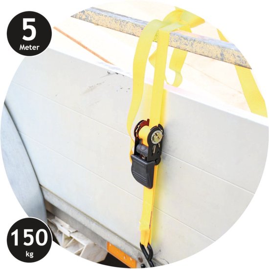 Dunlop Lashing Strap with Ratchet - 2 Pieces - 5 M - up to 150 KG - Yellow