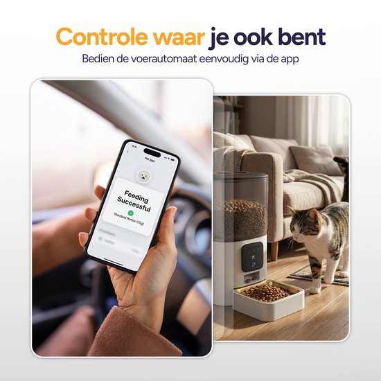 Viervoeter Feed Pro - Mangeoire automatique 6 L - Chat et chien - Distributeur automatique de nourriture avec application - Blanc