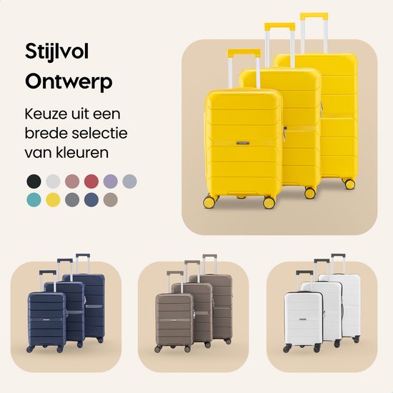 SKYCASES Urban Adventurer - Valise de voyage moyenne - Verrouillage par numéro - 44x27x66cm - 78L - Valise de voyage avec verrouillage de valise - Roues pivotantes - Jaune