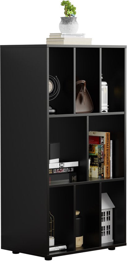 VDD - Étagère à compartiments - Étagère de rangement pour vinyles LP - Étagère à disques - Étagère de rangement - Étagère à disques - Bibliothèque - 8 compartiments – noir