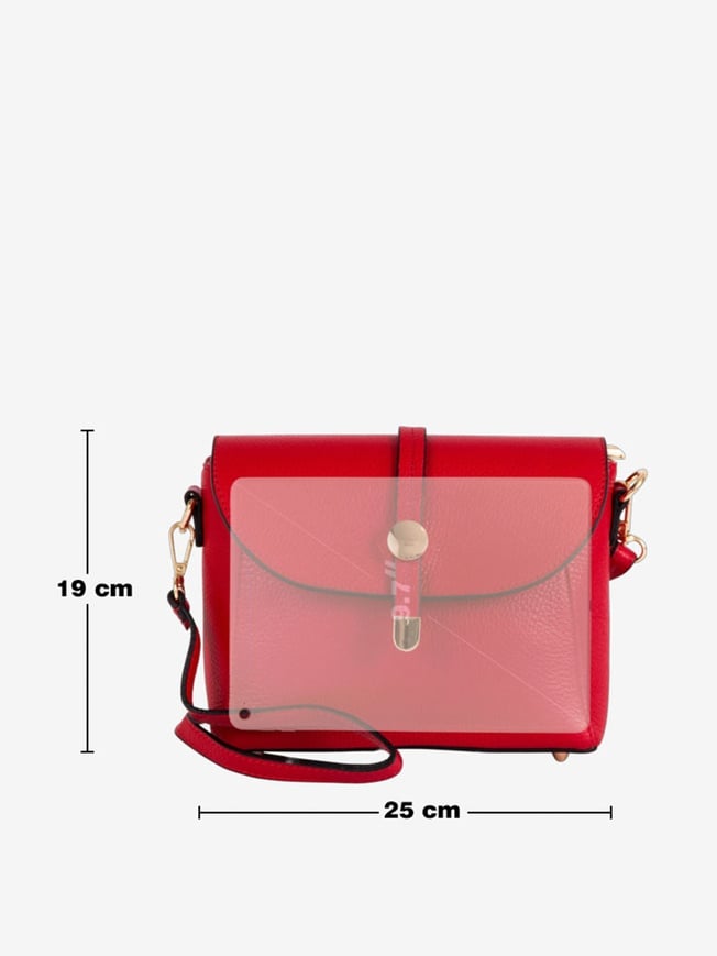 Sac à main en cuir italien Pia Sassi - Rouge - 25 x 19 x 8 cm