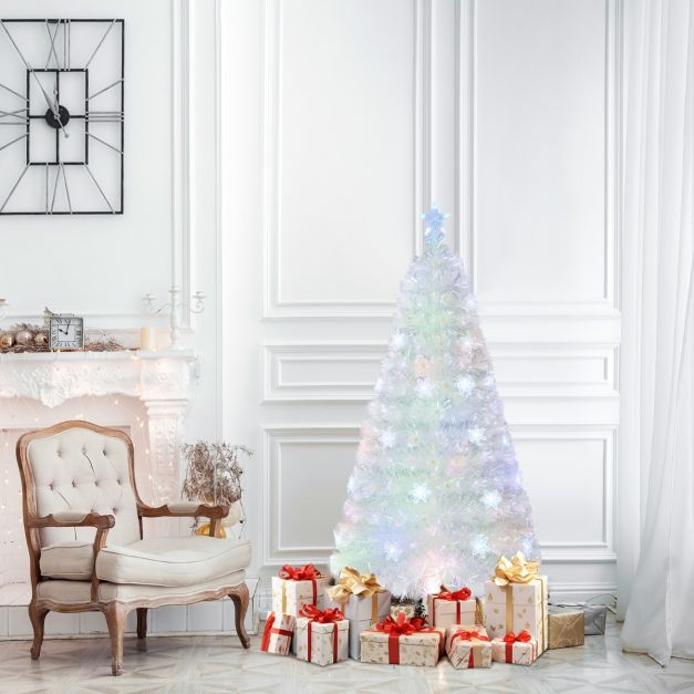 Sapin de Noël Coast - LED - Fibre de verre - Adaptateur certifié L inclus - 180x79cm - Blanc