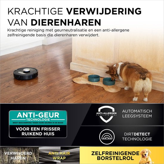 Robot aspirateur Shark PowerDetect avec station de vidange/chargement - Navigation laser complète à 360° - Avec application et technologie anti-odeurs - Pour animaux domestiques - RV2820VEEU