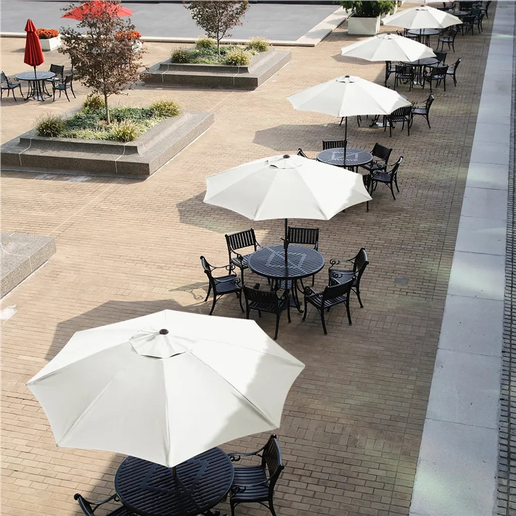 Parasol Yaheetech Ø 270 cm - Crème - Parasol de jardin inclinable avec manivelle et 8 baleines