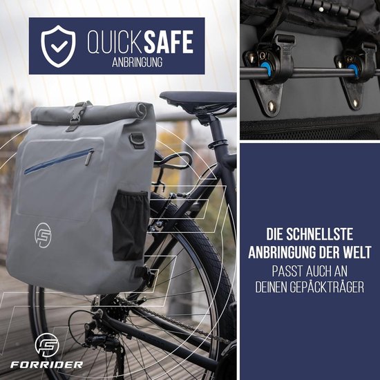 Sacoche de vélo 3-en-1 pour porte-bagages et sac à dos - étanche - 27 litres - réfléchissante - sacoche de selle pour vélo
