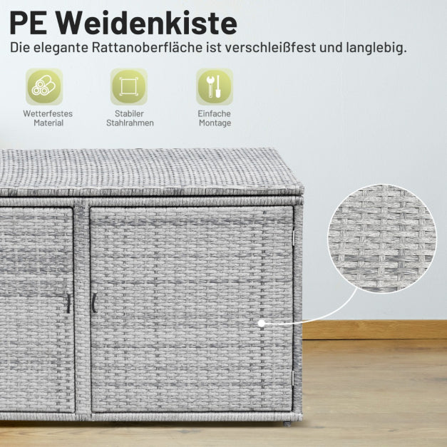 Coffre à coussins Coast 330 litres - Rotin - 115 x 60 x 65 cm - Gris