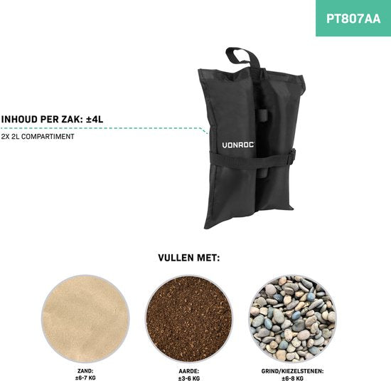 VONROC Sacs de sable - pour tentes de réception - Lot de 4