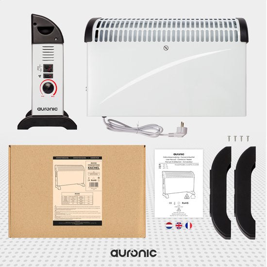 Auronic Convecteur électrique - 750/1250/2000 Watts - Avec ventilateur - Chauffage - Ventilateur - Blanc