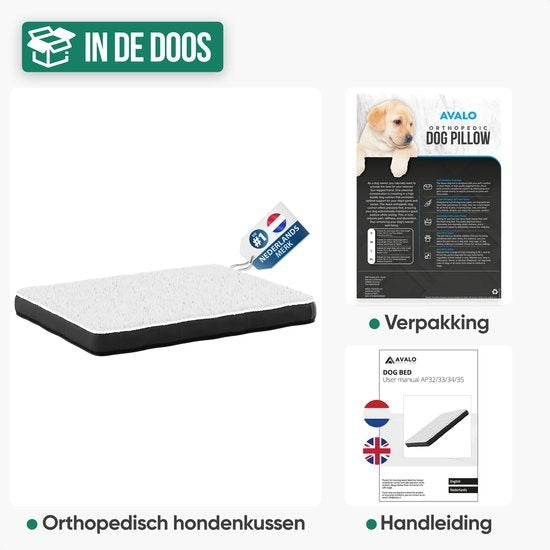 Avalo Coussin orthopédique pour chien M - 76x51 cm - Lavable / Mousse à mémoire de forme / Antidérapant - Panier orthopédique pour chien