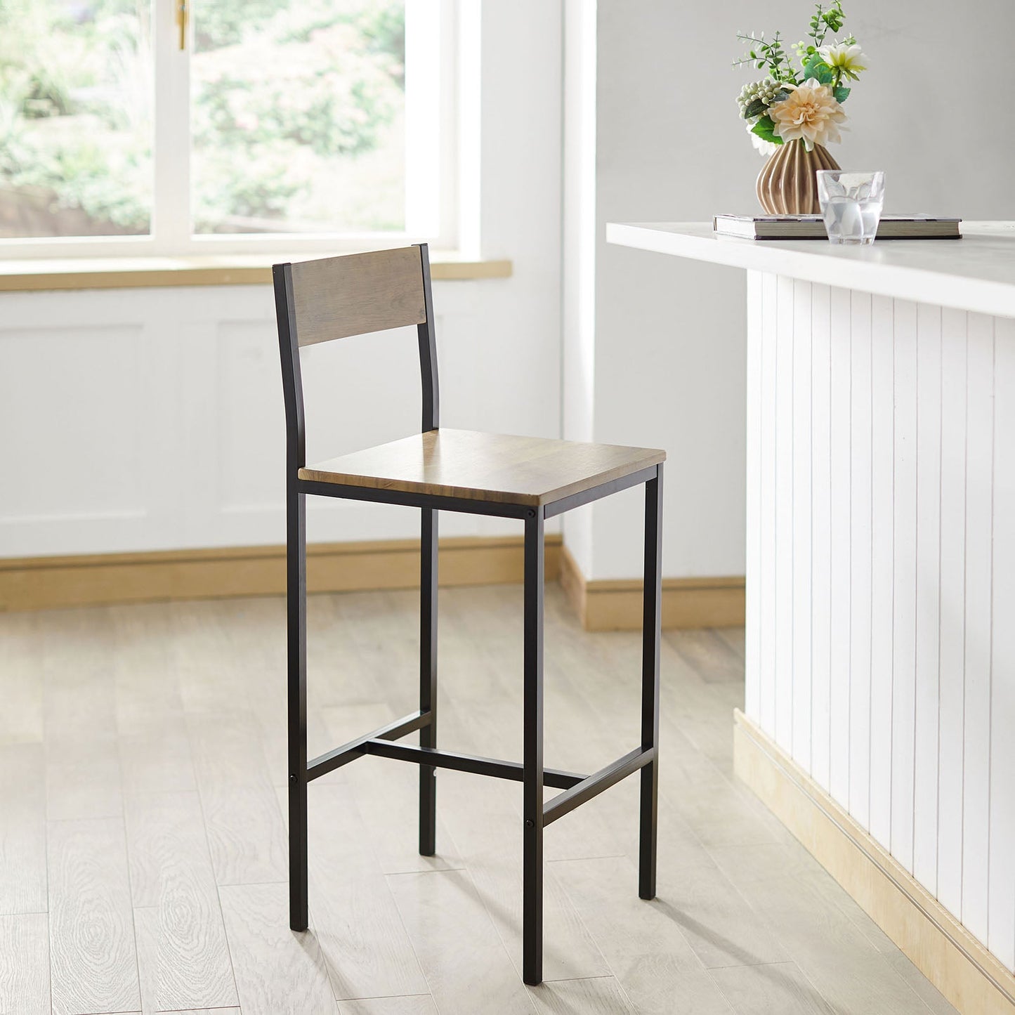 SoBuy Tabourets de bar set de 2 - Max 120 kg - 39 x 41 x 95cm - Bois