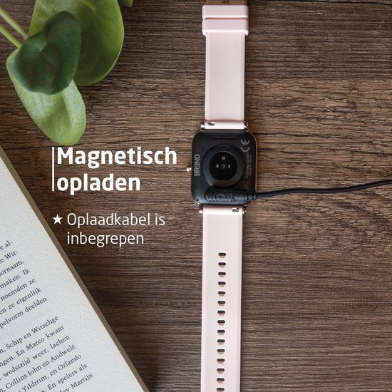BREND Smartwatch pour femmes et hommes - podomètre, tensiomètre et cardiofréquencemètre - montre de sport - étanche - rose