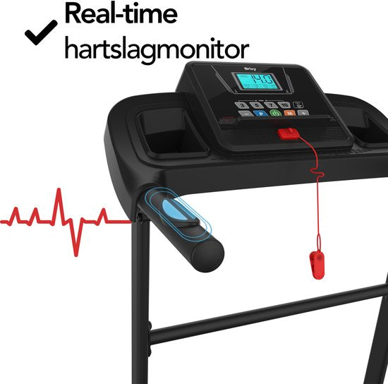 Tapis de course Brixy - pliable - jusqu'à 14 km/h - 12 programmes - avec support pour tablette et bouteille - écran couleur LCD - noir