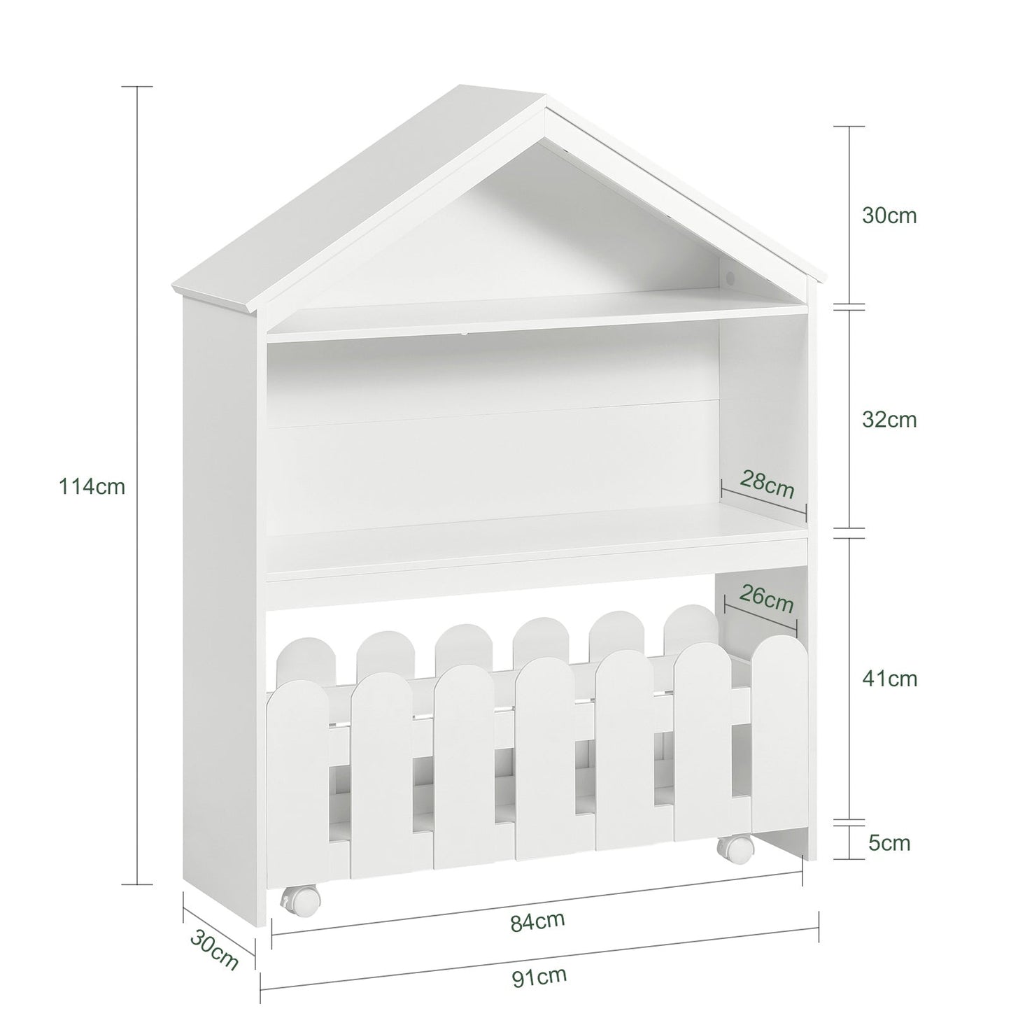 SoBuy Bibliothèque pour enfants - Max. 25 kg - 91 x 30 x 114 cm - Blanc