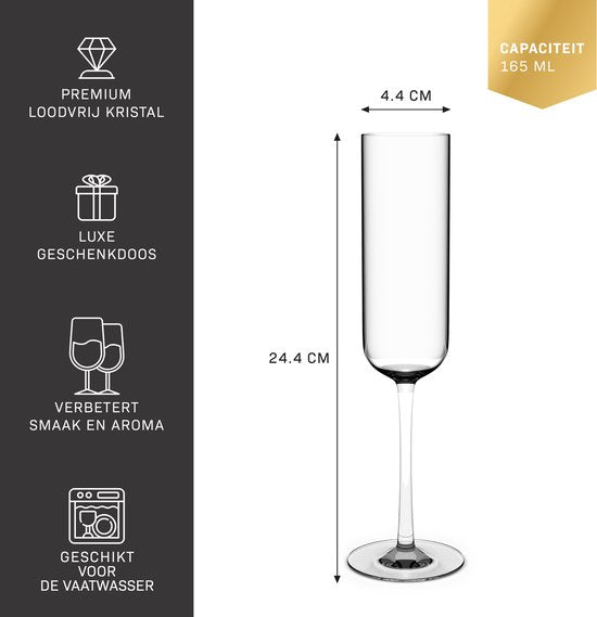 BarDeluxe Verres à champagne, lot de 4 - 200 ml - Cristal