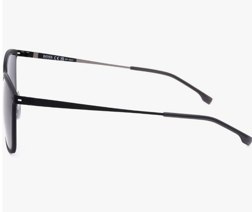 Lunettes de soleil Hugo Boss BOSS 1243/S - Gris mat et noir - 55/21/150 - Rectangulaires, acier inoxydable