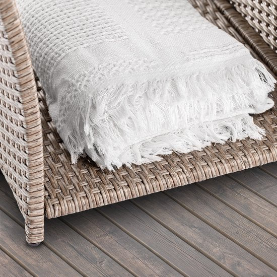 Table d'appoint Casaria Polyrattan - Plateau en WPC 45x45x40cm - Beige