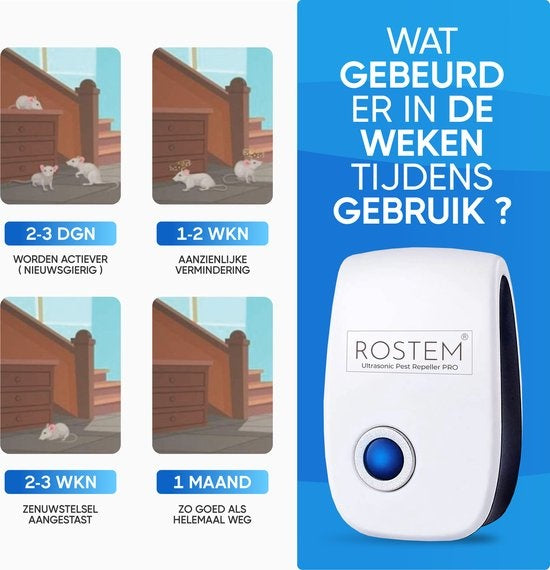 Répulsif à souris Rostem 4-Pack- Lutte contre les insectes - Ultrasons - Blanc