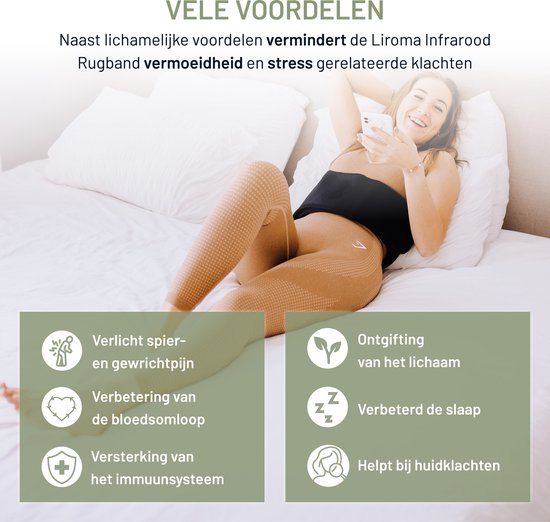 LIROMA® Bande dorsale infrarouge portable - Bas du dos, épaules, jambes - Thérapie infrarouge - Infrarouge lointain - Lampe infrarouge - Bande amincissante - Ceinture de fitness - Bande chauffante - Thérapie par la lumière rouge - Thérapie par la lumière