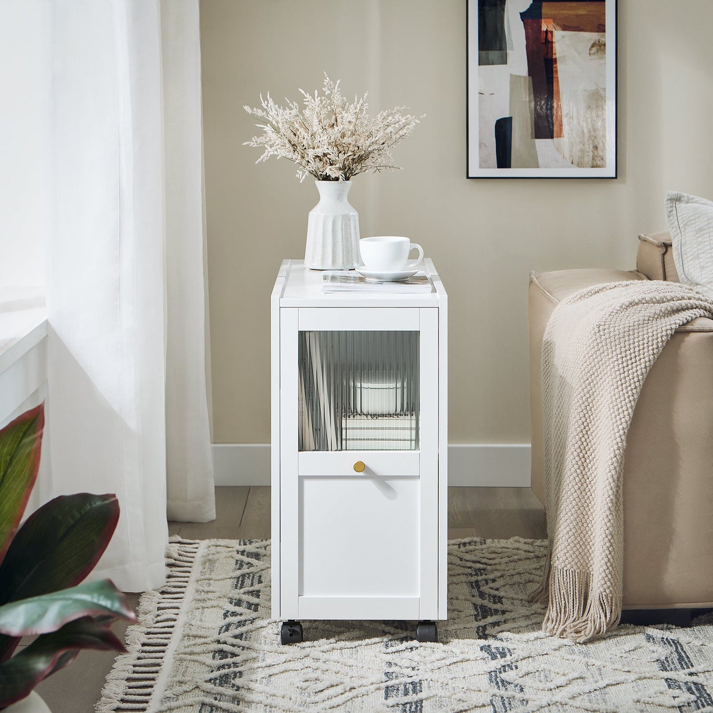 SoBuy FBT150-W Armoire à dossiers, chariot d'archivage, support d'imprimante et étagère de rangement pour le bureau - blanc, 31 x 60 x 70 cm