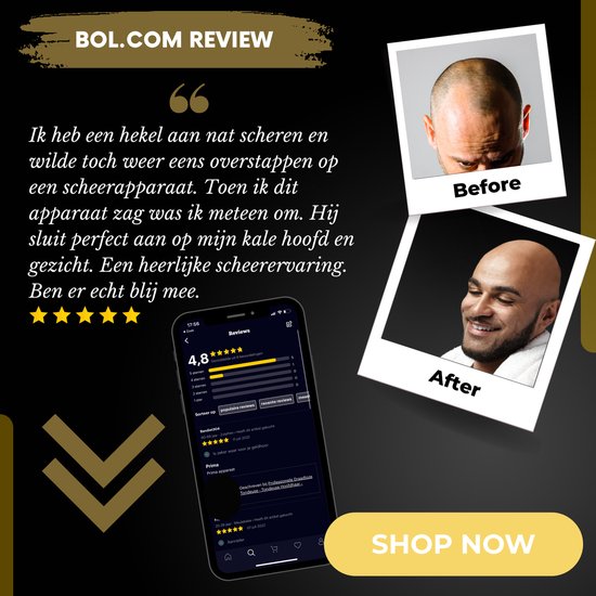 Rasoir 6-en-1 pour hommes + tête de rasage supplémentaire - Tondeuse - Tondeuse - Sansbeauté® SkullSharp Classic - Rasoir de crâne - Rasoir électrique pour le visage et la tête - Rasage de la tête - Wet & Dry - Electrique