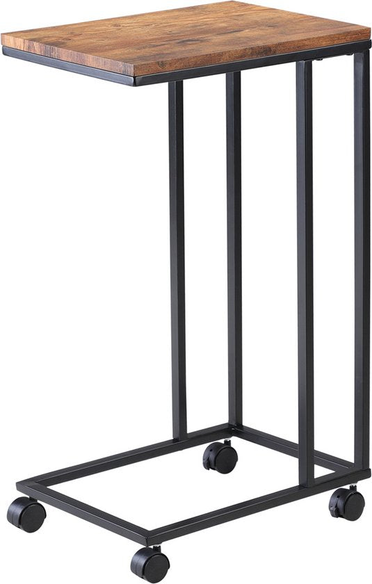 Table d'appoint à roulettes Casaria - 50x35x70 cm - Bois Métal Noir