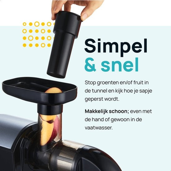 MOA Slowjuicer horizontal - Pour fruits et légumes - Pulpe sèche - 700 ml - Noir - SJ15G
