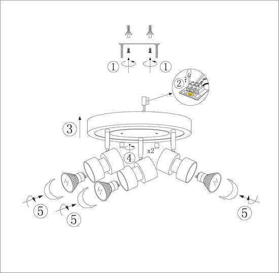 Spot Natasja 7905ST : spot rond en acier à 3 lampes avec ampoules GU10, orientable et à intensité variable avec lumière chaude, Steinhauer, design moderne