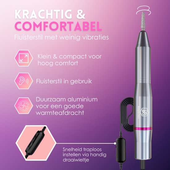 Beeperfect® Lime à ongles électrique - Routeur d'ongles - Ensemble manucure et pédicure - 11 embouts et 60 rouleaux de ponçage