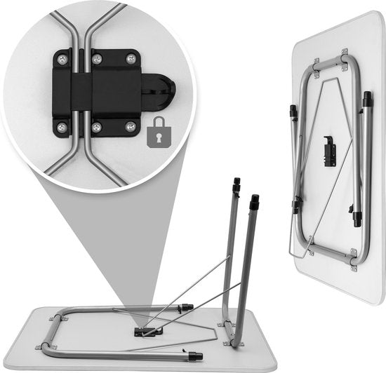 Table de camping - Casaria - pliable et réglable - 80 x 54 cm - Blanc