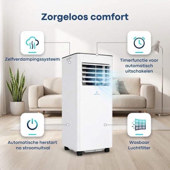 Climatiseur mobile Aironex 7000 BTU – Application et télécommande – Silencieux et compact – Climatiseur mobile avec joint de fenêtre – Climatiseur mobile pour chambre, salon, bureau