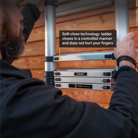 Batavia Échelle télescopique professionnelle 3,81m - Longueur étendue 381cm - Largeur de travail 32cm - Antidérapant - Charge max. 150kg - Hauteur de travail 481cm - Giraffe Air® Pro