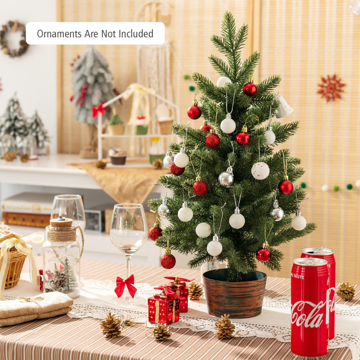Costway Arbre de Noël Artificiel avec Pointes de Pin et Baies Rouges - Vert - 195cm