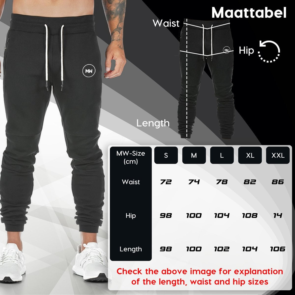 MW® - Pantalon de survêtement homme - Pantalon de survêtement homme - Pantalon de sport long - Pantalon avec poches - Taille L