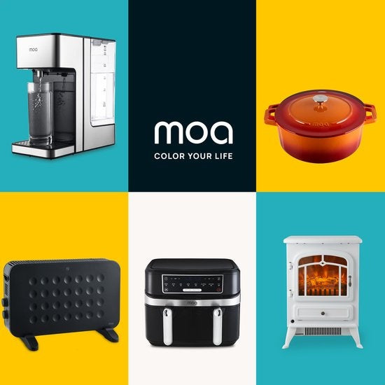 MOA Casserole en fonte - Capacité 7,2 litres - 30CM - Ronde - Toutes sources de chaleur - Egalement pour induction - Poids 7,3 kg - Orange Rouge - C30OR