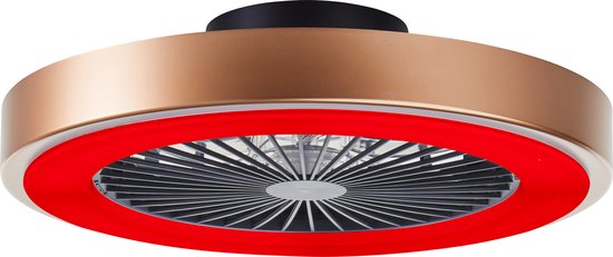 Brilliant Slimline - Ventilateur de plafond - Avec éclairage - LED 40W - 3000K-6500K - Dimmable - Noir avec bordure dorée - Très silencieux