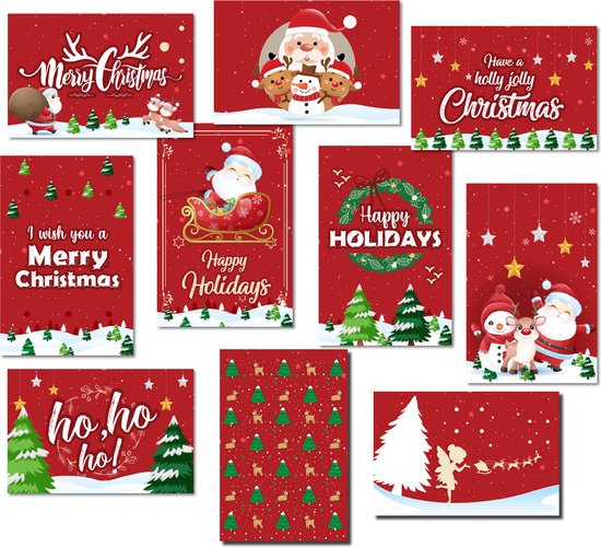 Sparklyn 30x Luxury Double-Sided Christmas Cards with Envelopes Sets - Blank - 15x10 cm - Christmas Cards 2023 - Modern