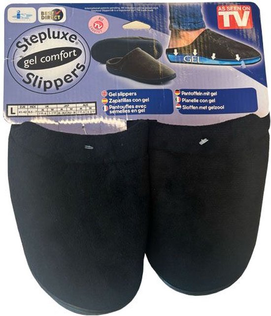 Chaussons Stepluxe - Microfibre douce - Semelles intégrées en gel - Taille 41/42 - Noirs