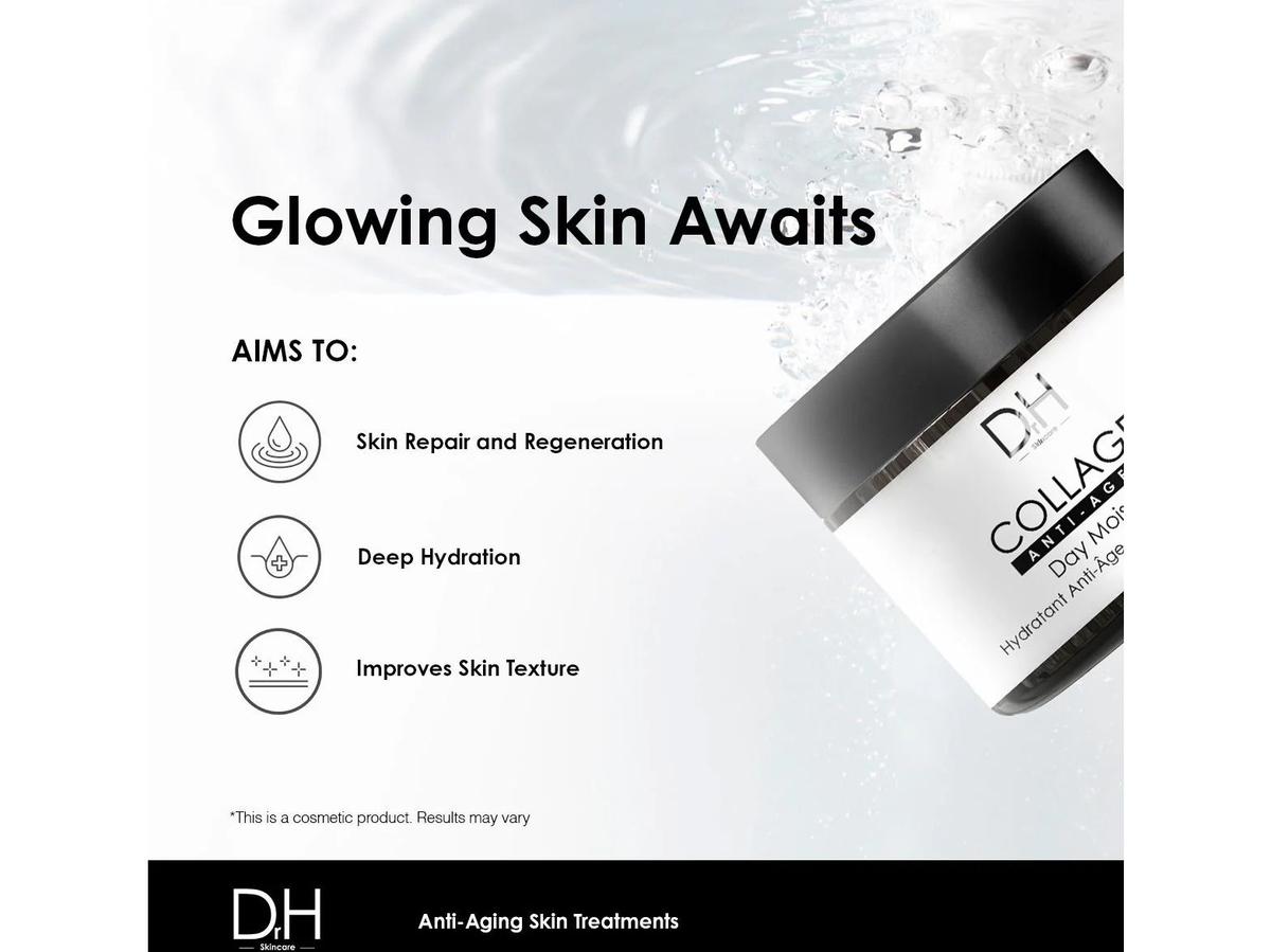 Crème hydratante de jour anti-âge au collagène Dr. H - 60 ml - Soins de la peau