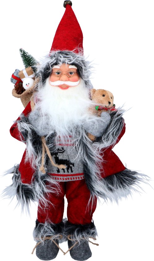 Cadeaux de Noël Poupée Père Noël - Décoration de Noël pour l'intérieur - 46cm - Rouge