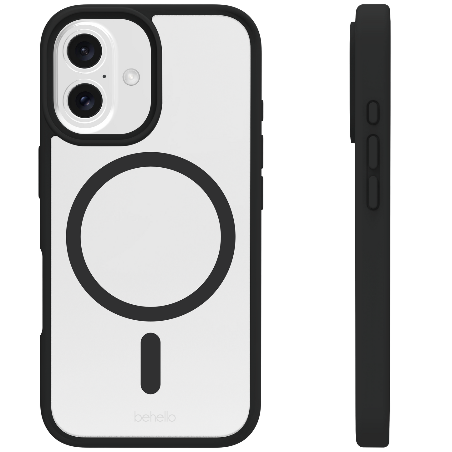 BeHello Case iPhone 16 - Anneau magnétique MagSafe - Transparent/Noir