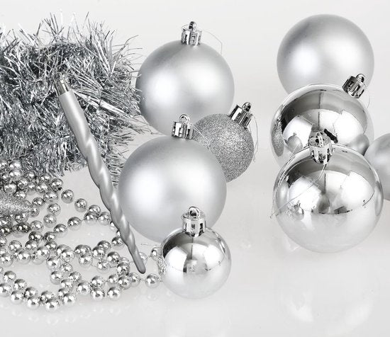 Boules de Noël Casaria 77 pièces - Argent - diamètre 5 cm