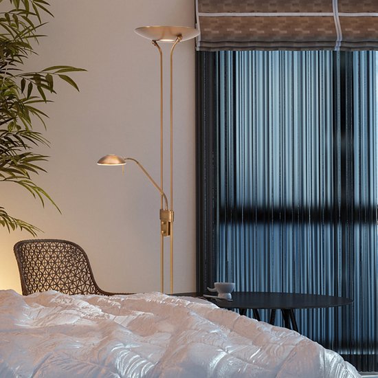 Steinhauer Olet - Classic LED Dimmable Floor Lamp | Floor Standing Lamp with Dimmer with Reading Lamp - 1 light - H 1800 mm - Bronze - Living room | Bedroom