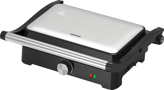 Tomado TGC3001S - Gril de contact - Grille-pain - Température réglable - Sans PFAS - 1500W - Noir/RVS