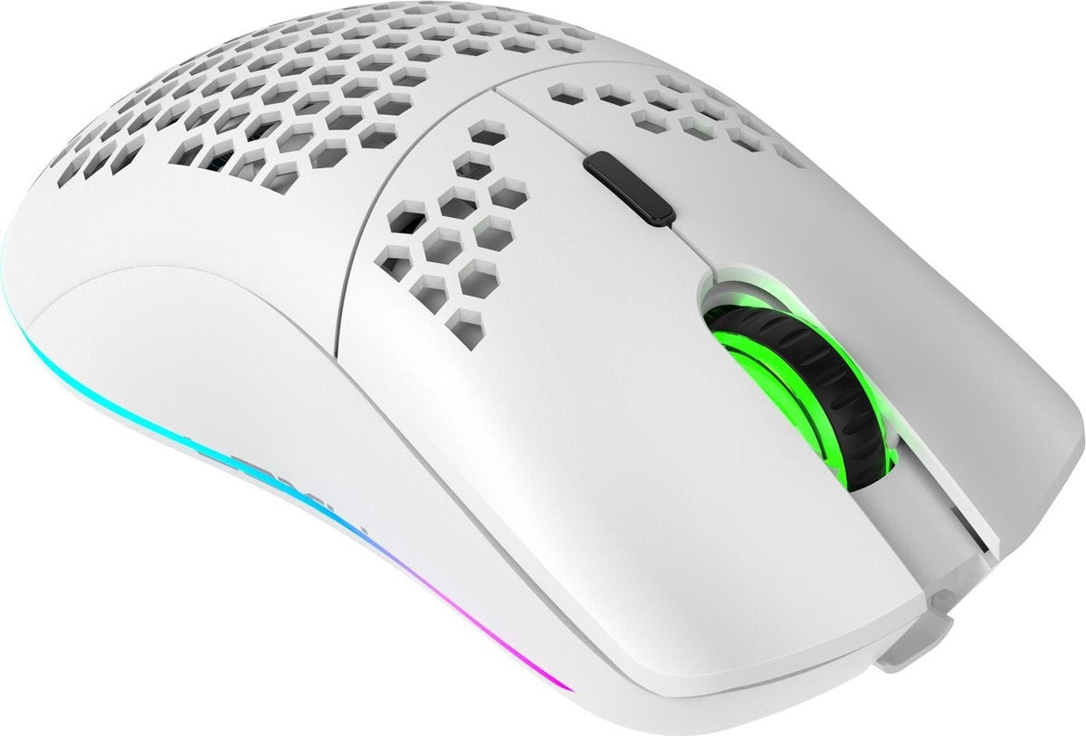 HXSJ T66 2.4G Wireless Gaming Mouse - Souris d'ordinateur - Ultra légère - Compacte pour les voyages - Eclairage RGB - Blanc