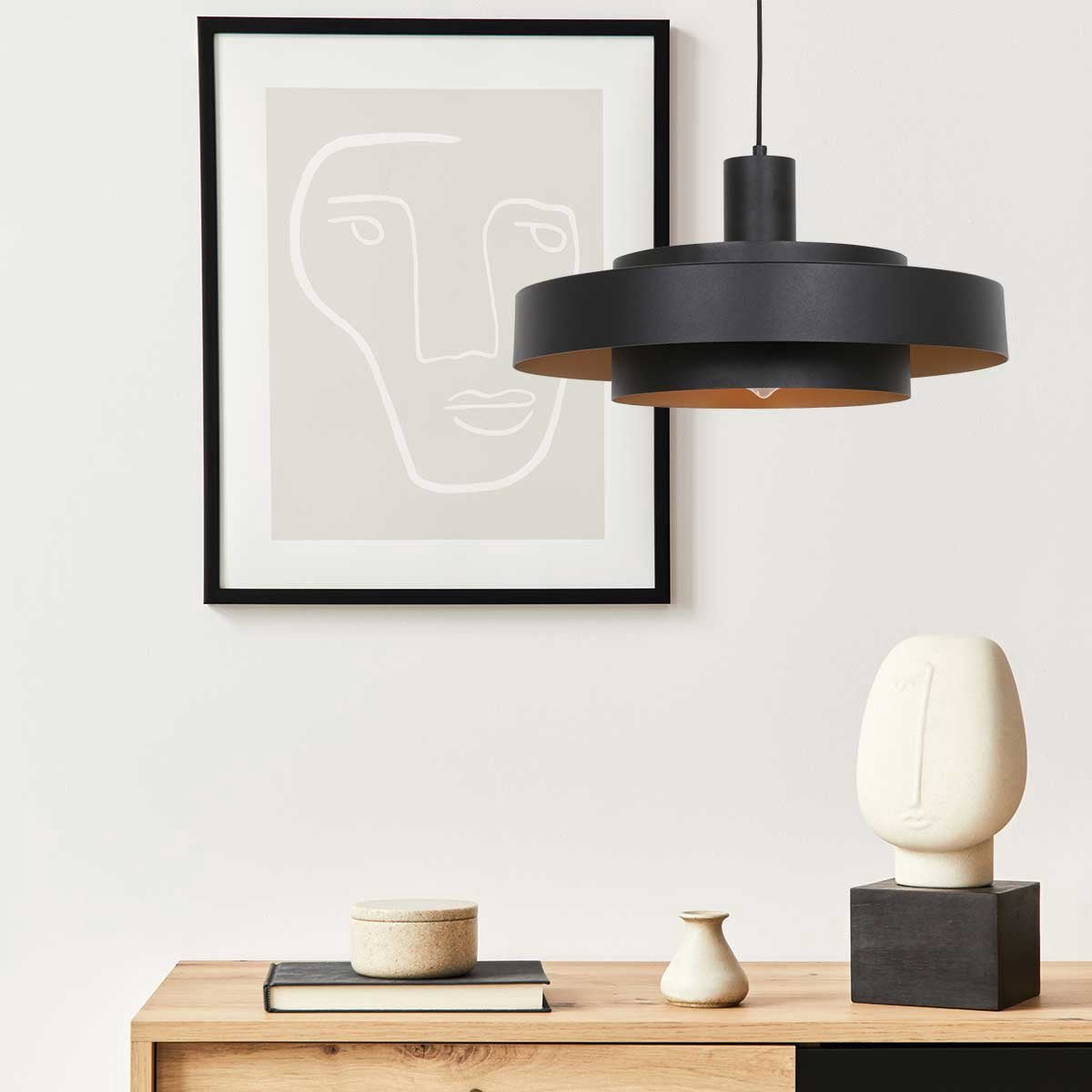 Anne Lighting Lampe pendante Flinter - Ø50 cm - Métal - E27 - Noir