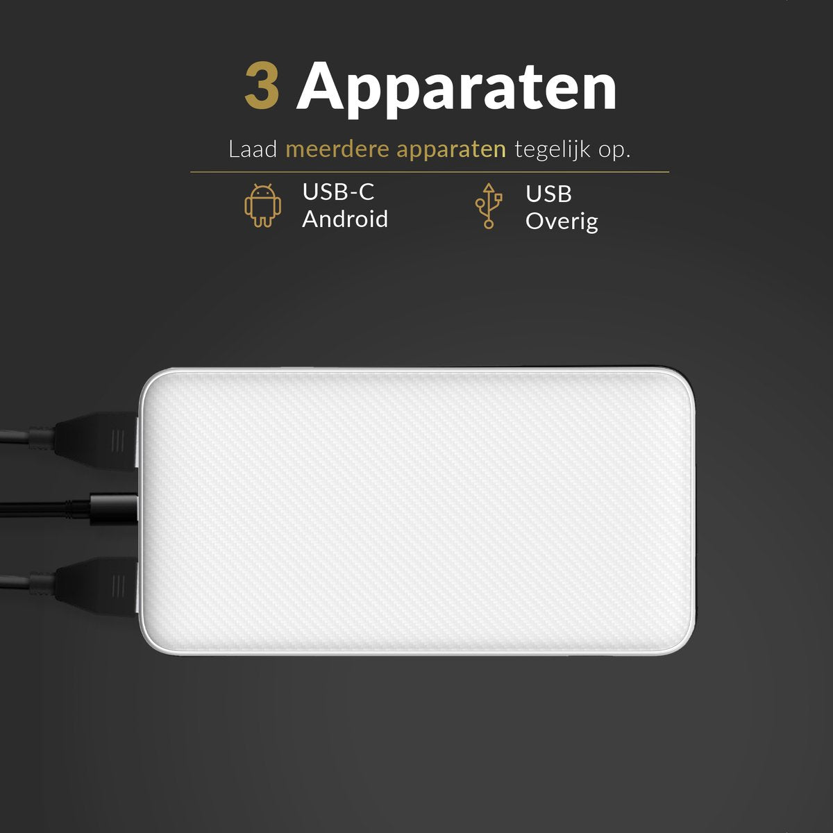 Surge Powerbank 20 000 mAh White - Quick Charge 4.0 & PD - Chargement rapide de 3 appareils simultanément